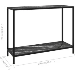 vidaXL - Wandtafel - Zwart - Glas - 100 x 35 x 75 cm