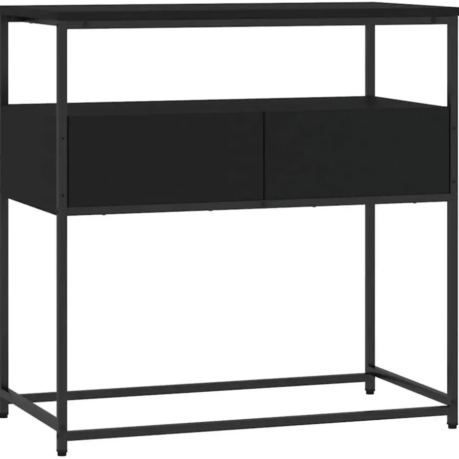 vidaXL - Wandtafel met 2 lades - Zwart - Bewerkt hout en metaal - 75x40x75 cm
