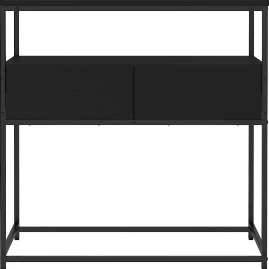 vidaXL - Wandtafel met 2 lades - Zwart - Bewerkt hout en metaal - 75x40x75 cm