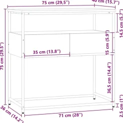 vidaXL - Wandtafel met 2 lades - Zwart - Bewerkt hout en metaal - 75x40x75 cm