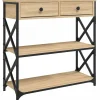 Sidetables-vidaXL - Wandtafel met 2 lades 2 schappen - Sonoma eiken - Hout - 75x28x75 cm