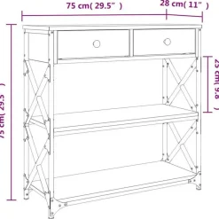 Sidetables-vidaXL - Wandtafel met 2 lades 2 schappen - Sonoma eiken - Hout - 75x28x75 cm