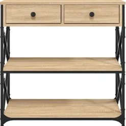 Sidetables-vidaXL - Wandtafel met 2 lades 2 schappen - Sonoma eiken - Hout - 75x28x75 cm