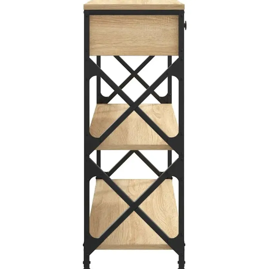 Sidetables-vidaXL - Wandtafel met 2 lades 2 schappen - Sonoma eiken - Hout - 75x28x75 cm