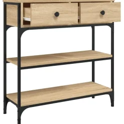 Sidetables-vidaXL - Wandtafel met 2 lades 2 schappen - Sonoma eiken - Hout - 72.5x25x75 cm
