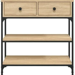 Sidetables-vidaXL - Wandtafel met 2 lades 2 schappen - Sonoma eiken - Hout - 72.5x25x75 cm