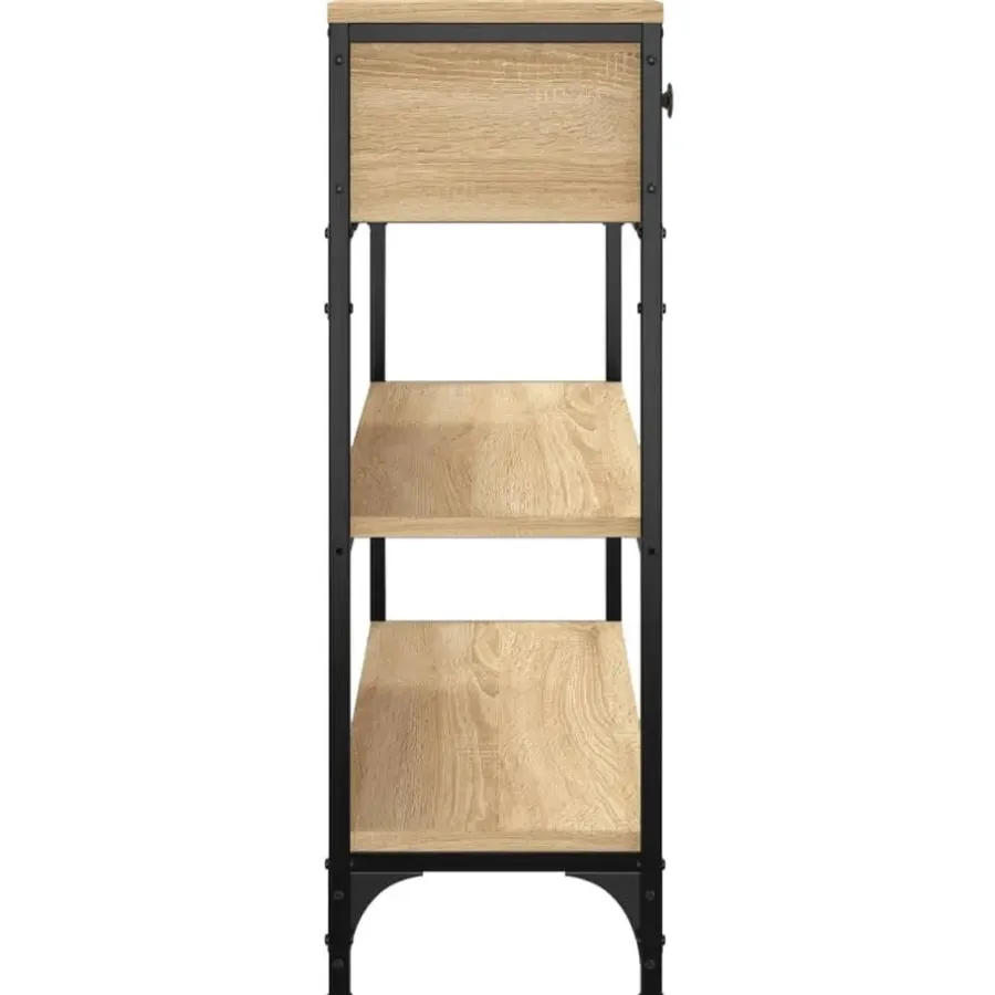 Sidetables-vidaXL - Wandtafel met 2 lades 2 schappen - Sonoma eiken - Hout - 72.5x25x75 cm