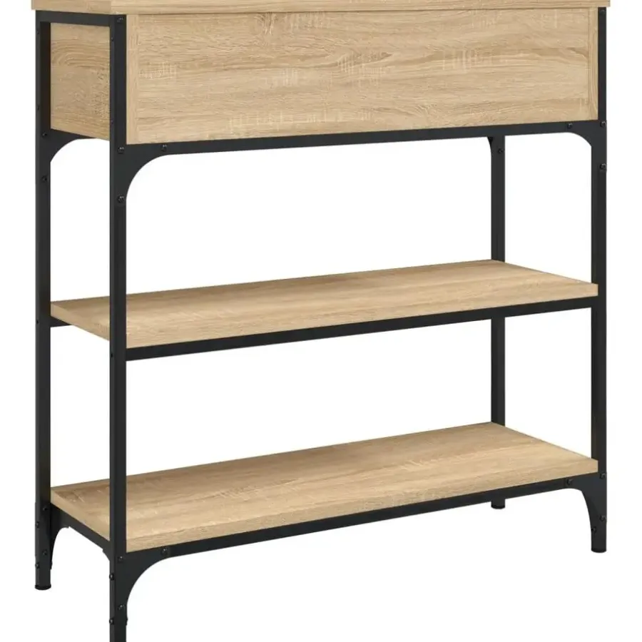 Sidetables-vidaXL - Wandtafel met 2 lades 2 schappen - Sonoma eiken - Hout - 72.5x25x75 cm