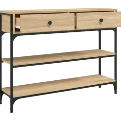 Sidetables-vidaXL - Wandtafel met 2 lades 2 schappen - Sonoma eiken - Hout - 100x25x75 cm
