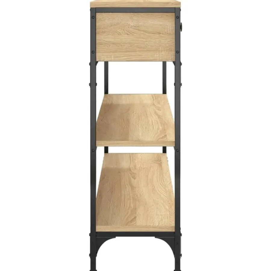 Sidetables-vidaXL - Wandtafel met 2 lades 2 schappen - Sonoma eiken - Hout - 100x25x75 cm
