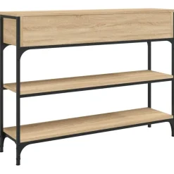Sidetables-vidaXL - Wandtafel met 2 lades 2 schappen - Sonoma eiken - Hout - 100x25x75 cm