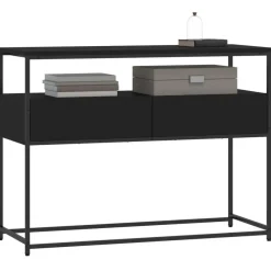 vidaXL - Wandtafel met 2 lades - Zwart - Bewerkt hout en metaal - 100x40x75 cm