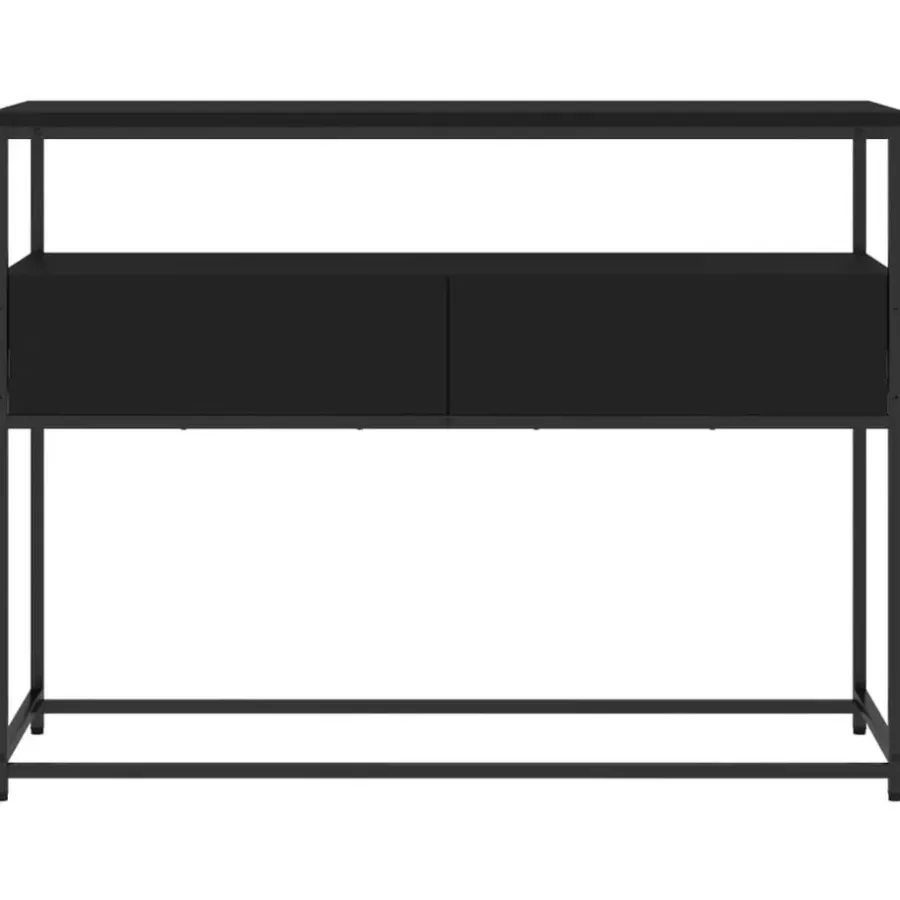 vidaXL - Wandtafel met 2 lades - Zwart - Bewerkt hout en metaal - 100x40x75 cm