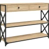 vidaXL - Wandtafel met 2 lades 2 schappen - Sonoma eiken - Hout - 100x28x75 cm