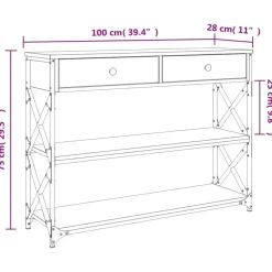 vidaXL - Wandtafel met 2 lades 2 schappen - Sonoma eiken - Hout - 100x28x75 cm