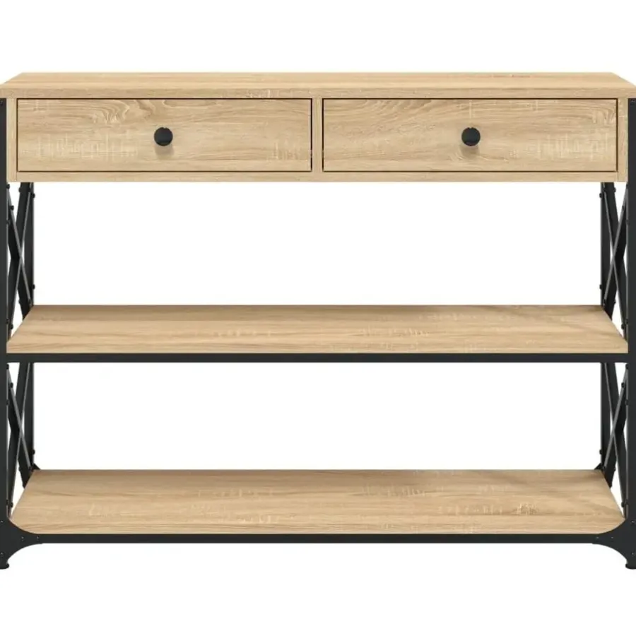 vidaXL - Wandtafel met 2 lades 2 schappen - Sonoma eiken - Hout - 100x28x75 cm