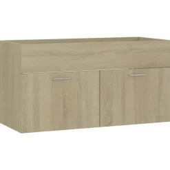 Wastafelkasten-vidaXL - Wastafelkast - Bruin - Bewerkt hout - 90 x 38.5 x 46 cm