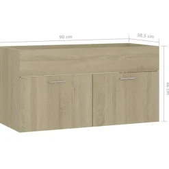 Wastafelkasten-vidaXL - Wastafelkast - Bruin - Bewerkt hout - 90 x 38.5 x 46 cm
