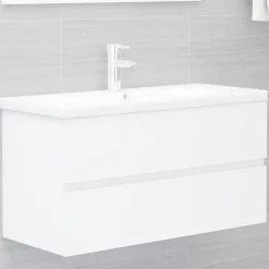 vidaXL - Wastafelkast - Wit - Bewerkt hout - 90 x 38.5 x 45 cm