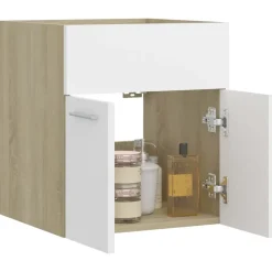 Wastafelkasten-vidaXL - Wastafelkast - Wit - Bewerkt hout - 41 x 38.5 x 46 cm