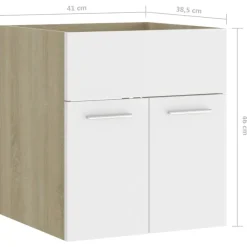 Wastafelkasten-vidaXL - Wastafelkast - Wit - Bewerkt hout - 41 x 38.5 x 46 cm