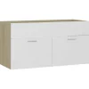 Wastafelkasten-vidaXL - Wastafelkast - Wit - Bewerkt hout - 90 x 38.5 x 46 cm