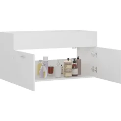 Wastafelkasten-vidaXL - Wastafelkast - Wit - Bewerkt hout - 90 x 38.5 x 46 cm