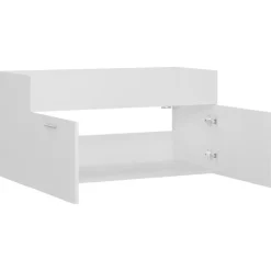Wastafelkasten-vidaXL - Wastafelkast - Wit - Bewerkt hout - 90 x 38.5 x 46 cm