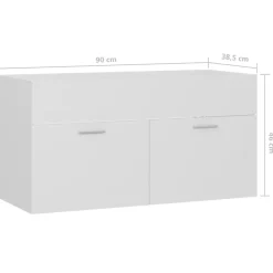 Wastafelkasten-vidaXL - Wastafelkast - Wit - Bewerkt hout - 90 x 38.5 x 46 cm