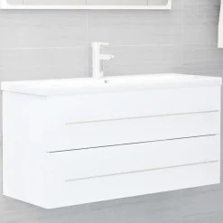 Wastafelkasten-vidaXL - Wastafelkast - Wit - Bewerkt hout - 100 x 38.5 x 48 cm