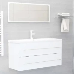 Wastafelkasten-vidaXL - Wastafelkast - Wit - Bewerkt hout - 100 x 38.5 x 48 cm