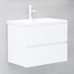 Wastafelkasten-vidaXL - Wastafelkast - Wit - Bewerkt hout - 60 x 38.5 x 45 cm