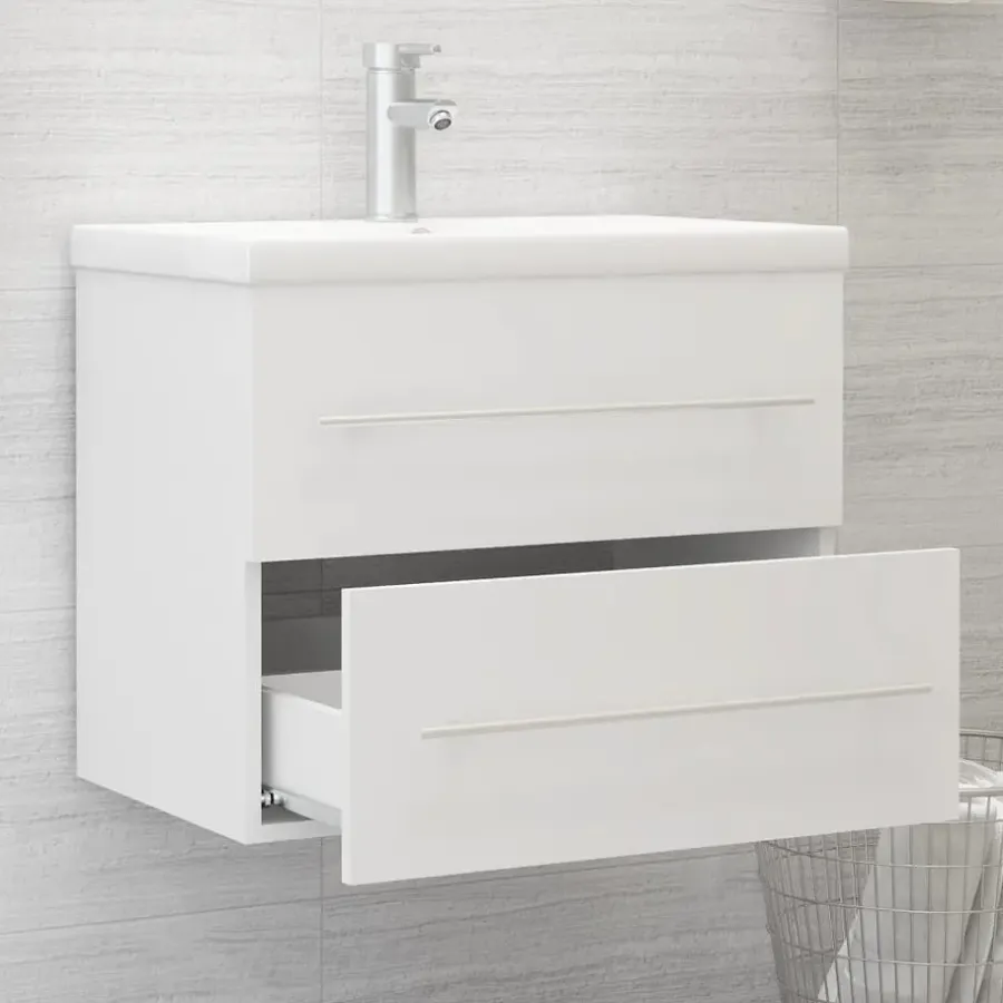vidaXL - Wastafelkast - Wit - Bewerkt hout - 60 x 38.5 x 48 cm
