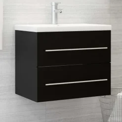 vidaXL - Wastafelkast - Zwart - Bewerkt hout - 60 x 38.5 x 48 cm