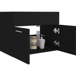 Wastafelkasten-vidaXL - Wastafelkast - Zwart - Bewerkt hout - 60 x 38.5 x 46 cm