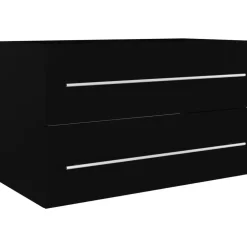 Wastafelkasten-vidaXL - Wastafelkast - Zwart - Bewerkt hout - 80 x 38.5 x 48 cm