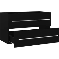 Wastafelkasten-vidaXL - Wastafelkast - Zwart - Bewerkt hout - 80 x 38.5 x 48 cm