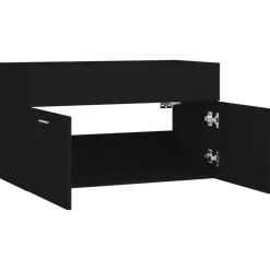 Wastafelkasten-vidaXL - Wastafelkast - Zwart - Bewerkt hout - 80 x 38.5 x 46 cm