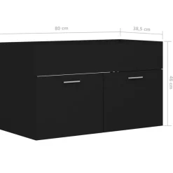 Wastafelkasten-vidaXL - Wastafelkast - Zwart - Bewerkt hout - 80 x 38.5 x 46 cm
