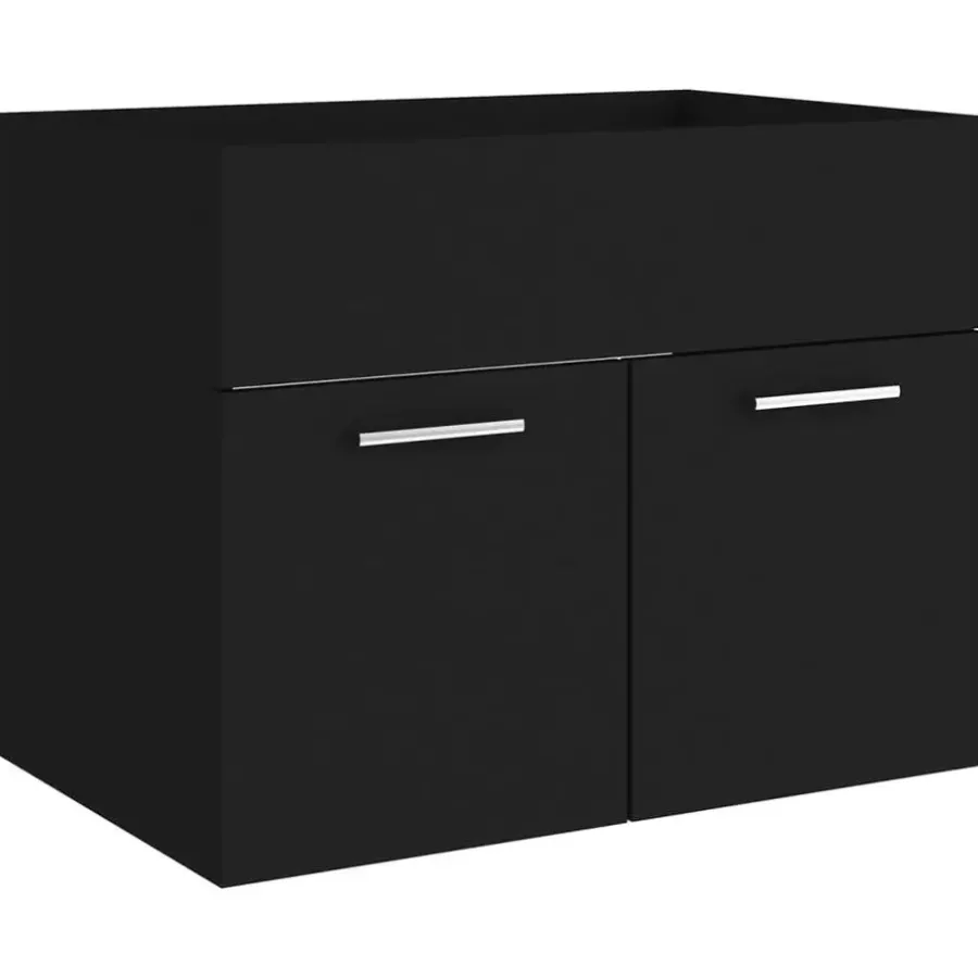 Wastafelkasten-vidaXL - Wastafelkast En Wastafel - Zwart - Bewerkt hout - 60 x 38.5 x 46 cm