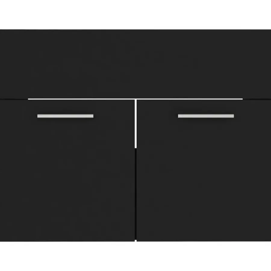 Wastafelkasten-vidaXL - Wastafelkast En Wastafel - Zwart - Bewerkt hout - 60 x 38.5 x 46 cm
