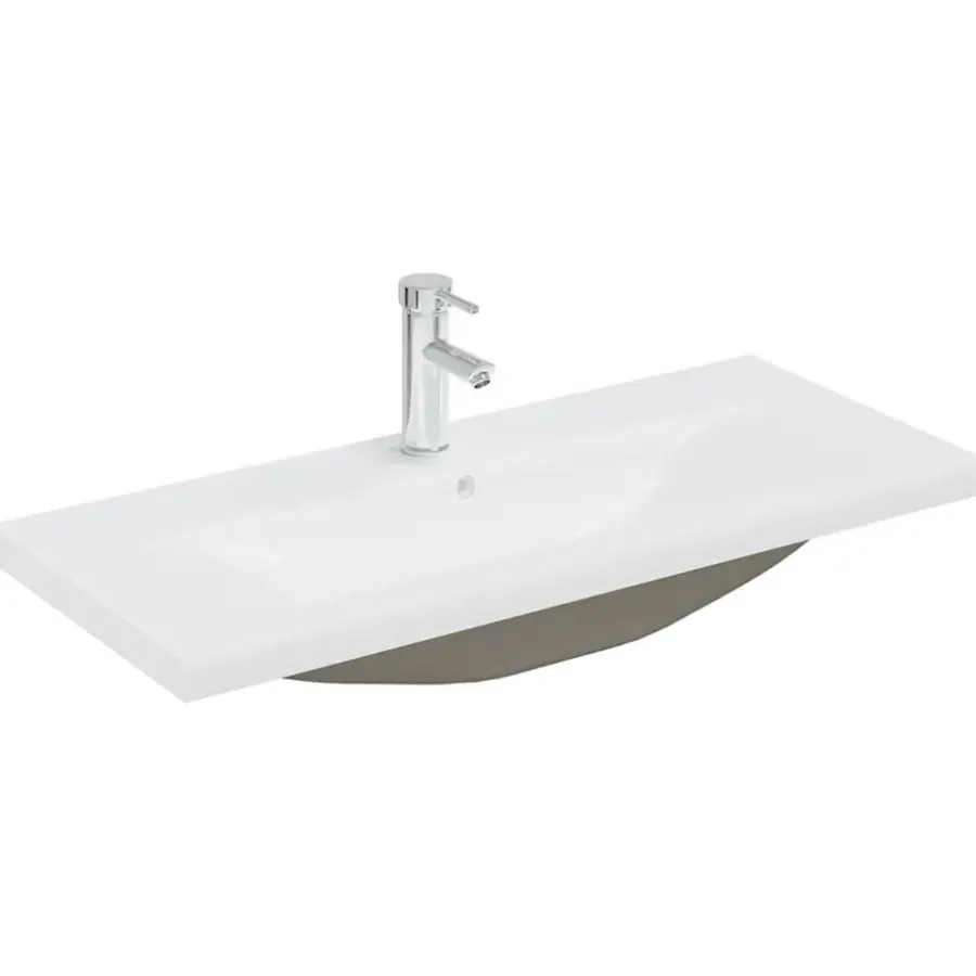 vidaXL - Wastafelkast En Wastafel - Zwart - Bewerkt hout - 90 x 38.5 x 45 cm