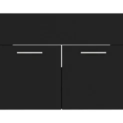 vidaXL - Wastafelkast En Wastafel - Zwart - Bewerkt hout - 60 x 38.5 x 46 cm