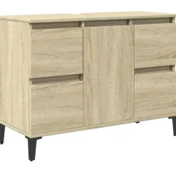 Wastafelkasten-vidaXL - Wastafelonderkast met 1 deur 4 lades - Sonoma eiken - 80x33x60 cm
