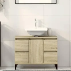 Wastafelkasten-vidaXL - Wastafelonderkast met 1 deur 4 lades - Sonoma eiken - 80x33x60 cm