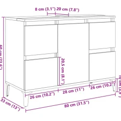 Wastafelkasten-vidaXL - Wastafelonderkast met 1 deur 4 lades - Sonoma eiken - 80x33x60 cm