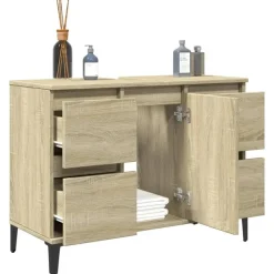 Wastafelkasten-vidaXL - Wastafelonderkast met 1 deur 4 lades - Sonoma eiken - 80x33x60 cm