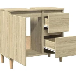 vidaXL - Wastafelonderkast met 1 deur 2 lades - Sonoma eiken - 65x33x60 cm