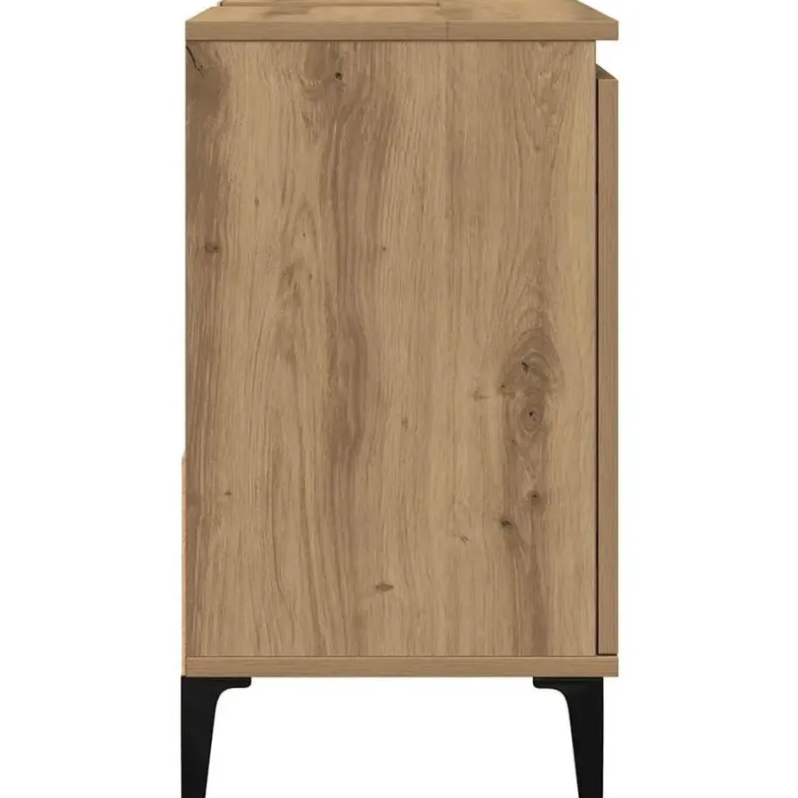 Wastafelkasten-vidaXL - Wastafelonderkast - 1 deur 2 lades - Artisanaal eiken - 65x33x60 cm