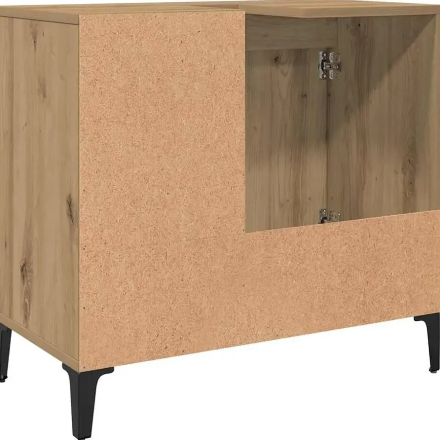 Wastafelkasten-vidaXL - Wastafelonderkast - 1 deur 2 lades - Artisanaal eiken - 65x33x60 cm